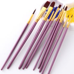 Alternative view of 10 Pearlescent Blue Nylon Brushes Gouache And Oil Brush Set